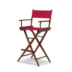 Telescope Casual World Famous Bar Height Director Chair With Walnut Stain Finish and Red Fabric