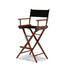 Telescope Casual World Famous Bar Height Director Chair With Walnut Stain Finish and Black Fabric