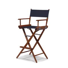 Telescope Casual World Famous Bar Height Director Chair With Walnut Stain Finish and Navy Fabric