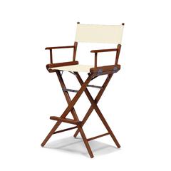Telescope Casual World Famous Bar Height Director Chair With Walnut Stain Finish and Natural Fabric