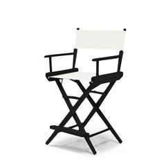 Telescope Casual World Famous Balcony Height Director Chair With Black Finish and White Fabric