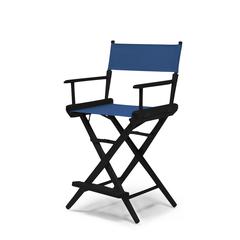 Telescope Casual World Famous Balcony Height Director Chair With Black Finish and Blue Fabric