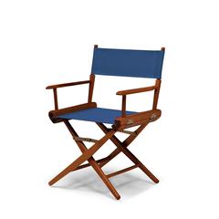 Telescope Casual World Famous Dining Height Director Chair With Walnut Stain Finish and Blue Fabric