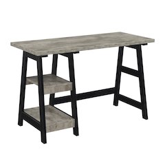 Designs2Go Trestle Desk with Shelves, Faux Birch/Black