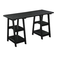 Designs2Go Double Trestle Desk with Shelves