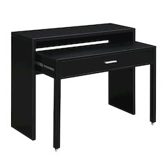 Newport JB Console/Sliding Desk with Drawer and Riser, Black