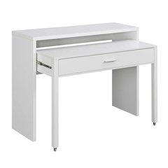 Newport JB Console/Sliding Desk with Drawer and Riser, White