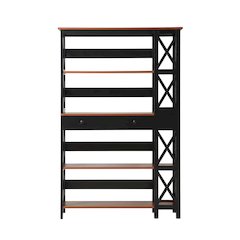 Wooden 5-Tier Bookcase - Storage Drawer, Durable Particle Board, Melamine Finish