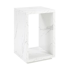 Northfield Admiral End Table with Shelf, White Faux Marble