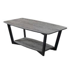 Graystone Coffee Table with Shelf, Weathered Gray/Black Frame