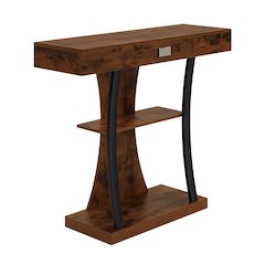 Newport 1 Drawer Harri Console Table with Shelves, Barnwood/Black