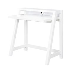 White 2 Tier Desk With Contemporary Design And Durable Particle Board