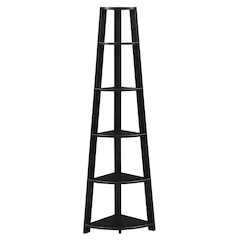 Newport 5 Tier Corner Bookshelf Black