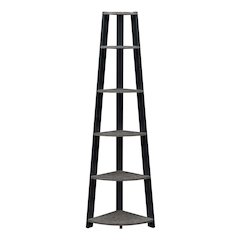 Newport 5 Tier Corner Bookshelf Faux Cement/Black