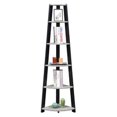 Newport 5 Tier Corner Bookshelf Faux Cement/Black