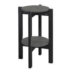 Newport Medium 2 Tier Plant Stand Faux Cement/Black