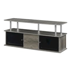Modern Gray TV Stand with 3 Storage Cabinets and Shelf for 55-Inch TVs