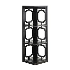 Black 3-Tier Corner Bookcase with Space-Saving Design and Durable Finish