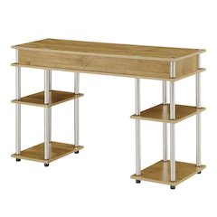 Student Desk With Shelves In Melamine Veneer And Steel Frame For Home Office