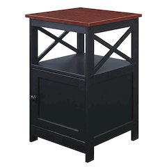 End Table with Cabinet in Classic Finish, Durable Wood Lens