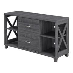 Oxford Deluxe 2 Drawer TV Stand with Shelves for TVs up to 55 Inches, Gray