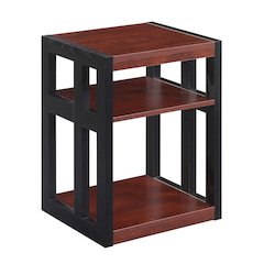 Monterey End Table with Shelves, Cherry/Black