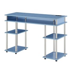 Designs2Go No Tools Student Desk With Charging Station, Blue