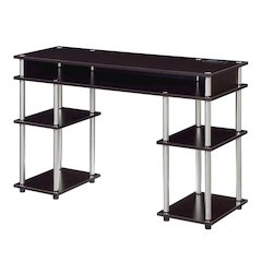 Designs2Go No Tools Student Desk With Charging Station, Espresso