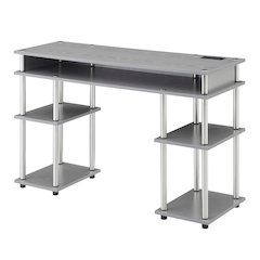 Designs2Go No Tools Student Desk With Charging Station, Gray