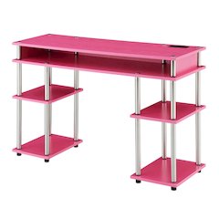 Designs2Go No Tools Student Desk With Charging Station, Pink