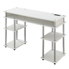 Designs2Go No Tools Student Desk with Charging Station, White
