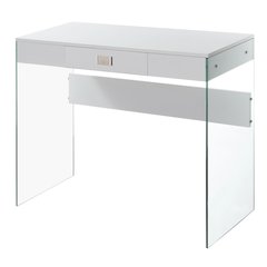 SoHo 1 Drawer Glass 36 inch Desk, White