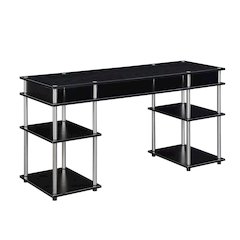 Designs2Go No Tools 60 inch Deluxe Student Desk with Shelves, Black