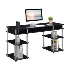 Designs2Go No Tools 60 inch Deluxe Student Desk with Shelves, Black