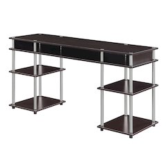 Designs2Go No Tools 60 inch Deluxe Student Desk with Shelves, Espresso