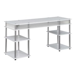 Designs2Go No Tools 60 inch Deluxe Student Desk with Shelves, White