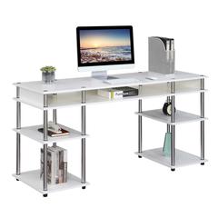 Designs2Go No Tools 60 inch Deluxe Student Desk with Shelves, White