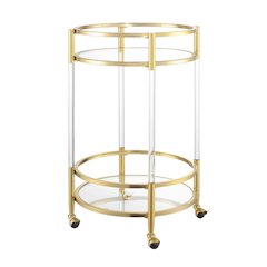 Royal Crest 2 Tier Acrylic Round Glass Bar Cart