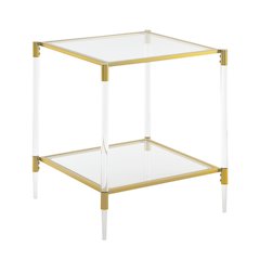 Royal Crest 2 Tier Acrylic Glass Square End Table