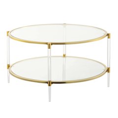Royal Crest Acrylic Glass Coffee Table, Clear/Gold