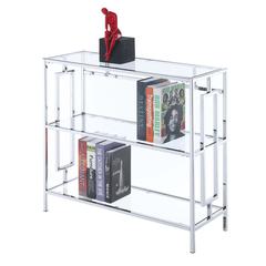 Town Square Chrome 3 Tier Bookcase, Clear Glass/Chrome Frame