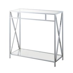 Oxford Chrome Glass Hall Table with Shelf