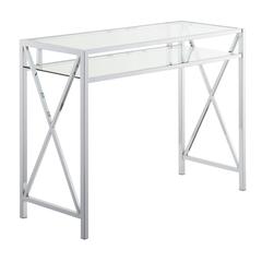 Oxford Chrome 42 Inch Desk, Clear Glass/Chrome
