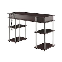 Espresso Student Desk, Integrated Charging Station For Study And Organization