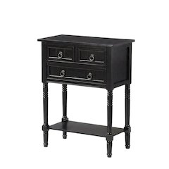Black Hall Table, Rubberwood and MDF, Slim Entryway Console