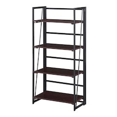 Xtra Folding 4 Tier Bookshelf, Espresso/Black