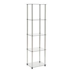 Clear 5-Tier Tempered Glass Tower, Elegant Display Stand for Modern Interiors