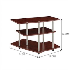 3-Tier TV Stand in Black for TVs Up to 37 Inches