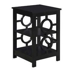 Black wooden end table with modern design and sleek finish