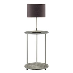 Round End Table with Faux Gray Marble Finish and Chrome Frame